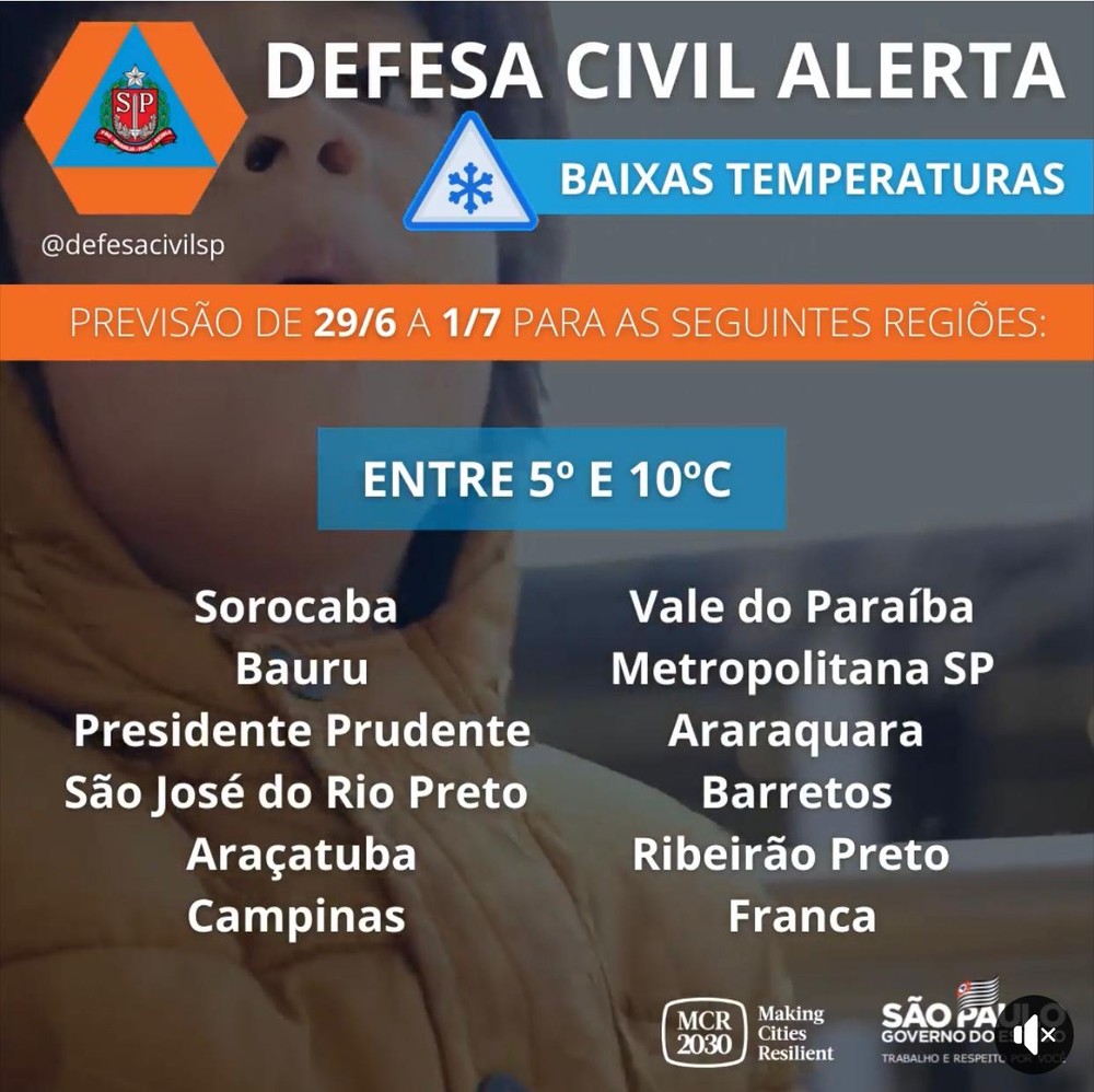 Defesa Civil alerta para baixas temperaturas na região sudoeste Prefeitura Municipal de Capão