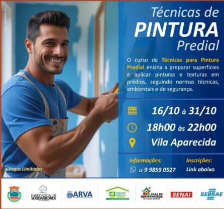 Aprenda Técnicas de Pintura Predial em curso gratuito na ARVA
