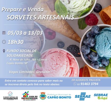 Curso ensina a preparar e vender sorvetes artesanais em Capão Bonito
