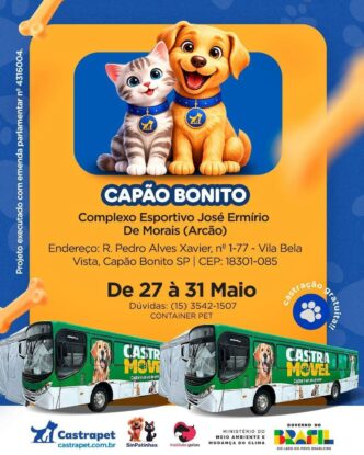 Agendamento para mega etapa de castração será realizado nos bairros em Capão Bonito