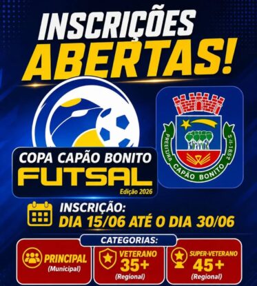 Inscrições para a Copa Capão Bonito de Futsal 2026 seguem abertas até 30 de junho