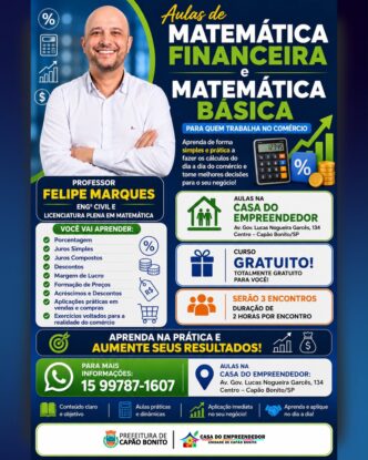 Casa do Empreendedor abre inscrições para curso gratuito de Matemática Financeira e Matemática Básica para o Comércio