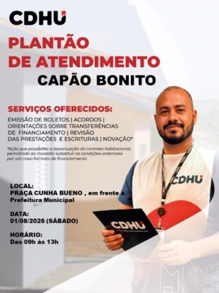 CDHU realiza Plantão de Atendimento em Capão Bonito nos dias 31 de julho e 1º de agosto