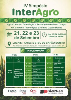 IV Simpósio InterAgro reunirá tecnologia, sustentabilidade e conhecimento no campo em Capão Bonito