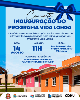 Capão Bonito inaugura casas do Programa Vida Longa no próximo dia 14 de agosto